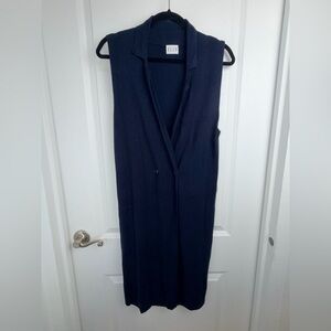 Elle Navy Open-Front Sleeveless Knit Vest